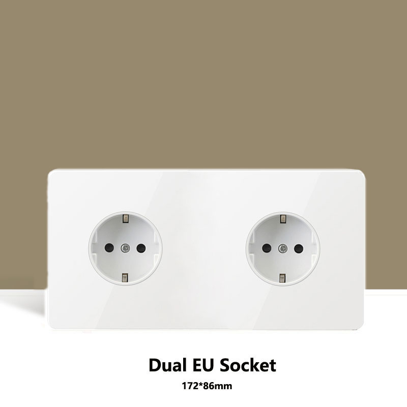Home Improvement Years - Matte weiße Edelstahl-Panel-Wandleuchte, 2-Wege-Kippschalter, doppelte EU-Buchse